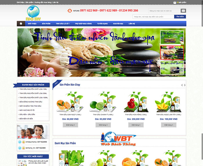 Dịch vụ thiết kế website bán tinh dầu chuyên nghiệp đẳng cấp